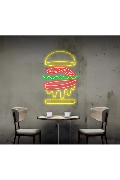 Hamburger Figürlü Neon Tabela ürün görseli 1
