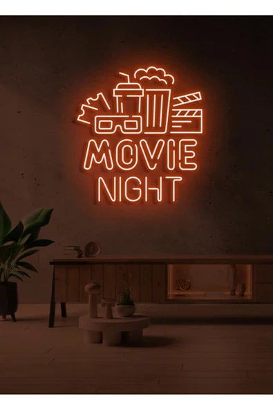 MOVIE NIGHT Yazılı ve Şekilli Neon Tabela ürün görseli 1