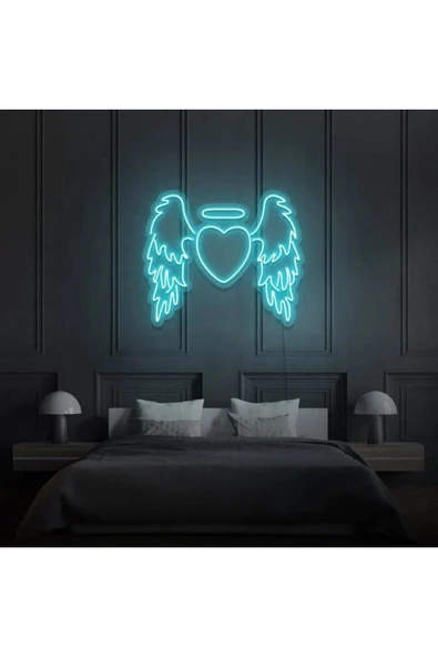 Kanatlı Kalp Şekilli Neon Tabela ürün görseli 1