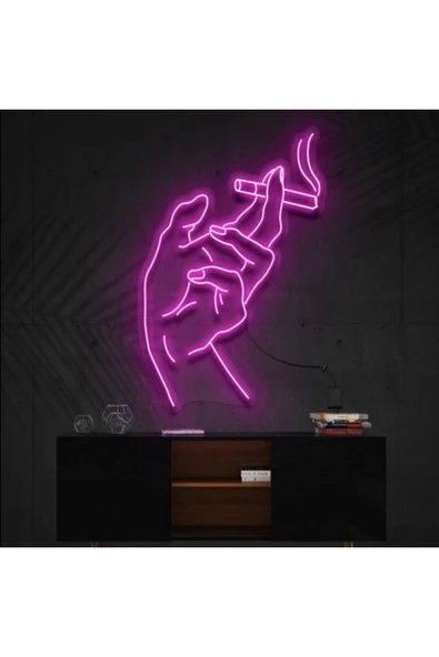 El ve Sigara Figürlü Dekoratif Neon Tabela ürün görseli 1