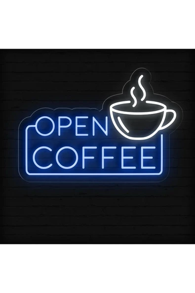 OPEN COFFEE Yazılı ve Şekilli Neon Tabela ürün görseli 1