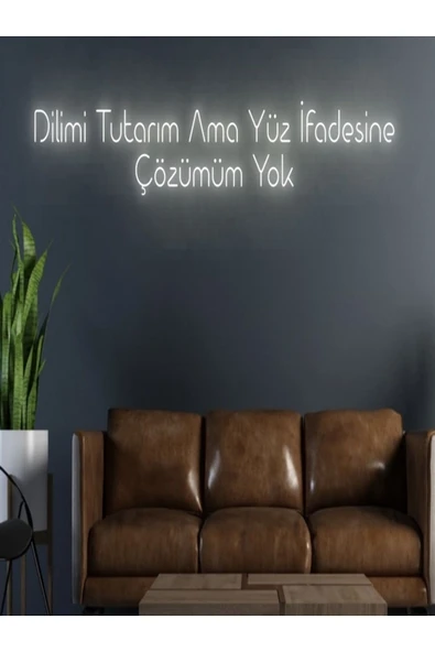 Dilimi Tutarım Ama Yüz Ifadesine Çözümüm Yok Yazılı Neon Tabela ürün görseli 1
