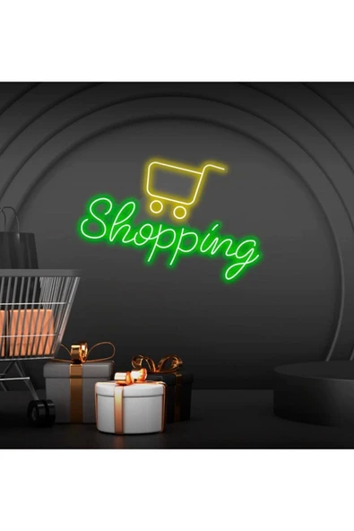 Shopping Yazılı ve Şekilli Neon Tabela ürün görseli 1