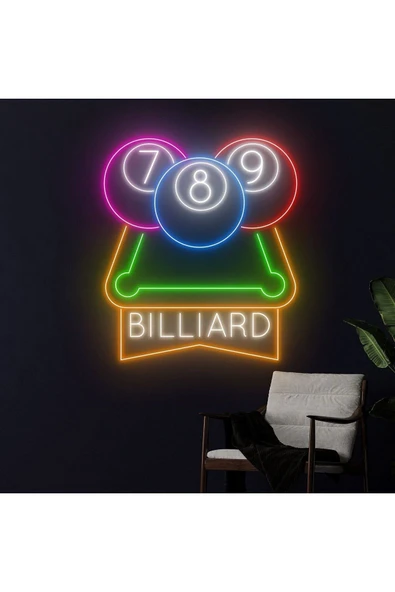 BILLIARD Yazılı ve Şekilli Neon Tabela ürün görseli 1