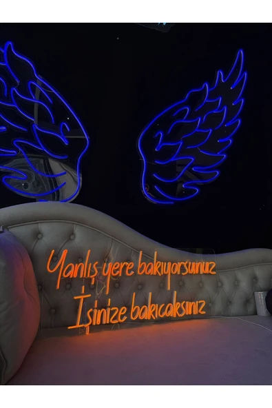 Yanlış Yere Bakıyorsunuz İşinize Bakıcaksınız Yazılı Neon Tabela ürün görseli 1