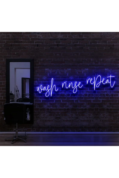 Wash Ringe Repeat Yazılı Neon Tabela ürün görseli 1