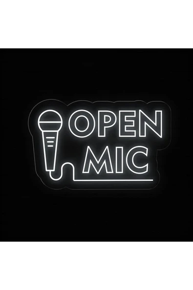 OPEN MIC Yazılı ve Şekilli Neon Tabela ürün görseli 1