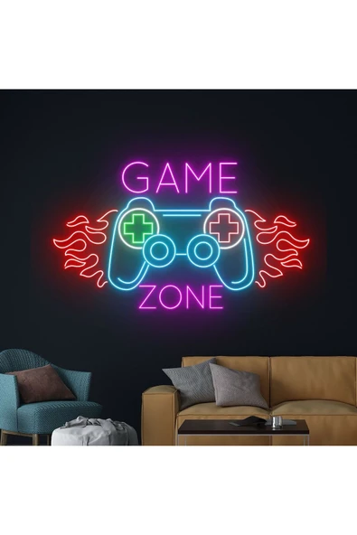 GAME ZONE Yazılı ve Şekilli Neon Tabela ürün görseli 1