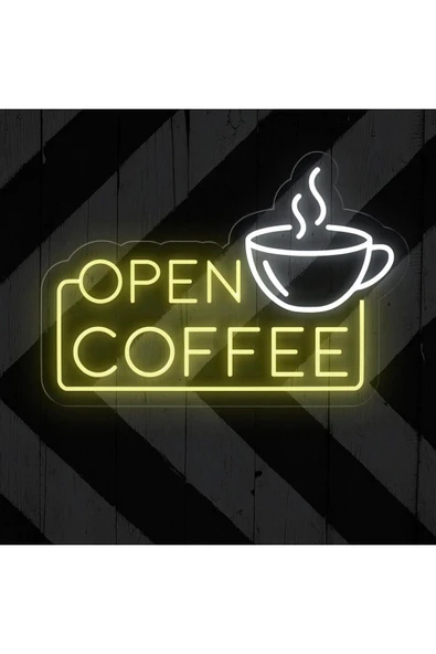 OPEN COFFEE Yazılı ve Şekilli Neon Tabela ürün görseli 1