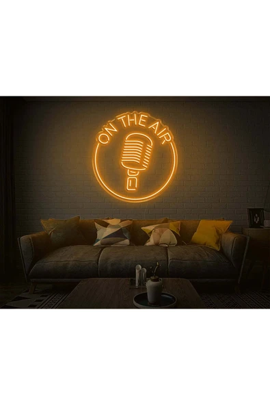 ON THE AIR Yazılı Mikrofon Figürlü Neon Tabela ürün görseli 1