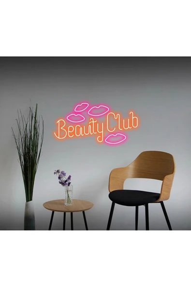 Beauty Club Yazılı ve Şekilli Neon Tabela ürün görseli 1