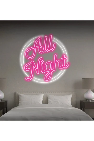 All Night Yazılı Neon Tabela ürün görseli 1