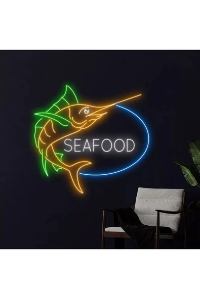 SEAFOOD Yazılı ve Şekilli Neon Tabela ürün görseli 1