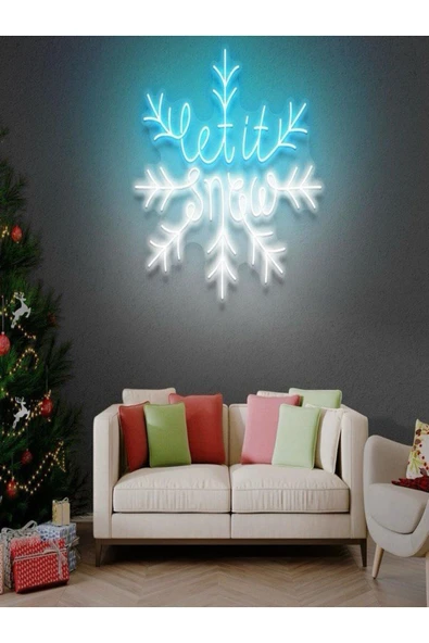 Let It Snow Yazılı Kar Tanesi Neon Tabela ürün görseli 1