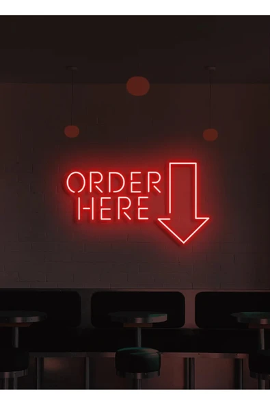 ORDER HERE Yazılı ve Şekilli Neon Tabela ürün görseli 1