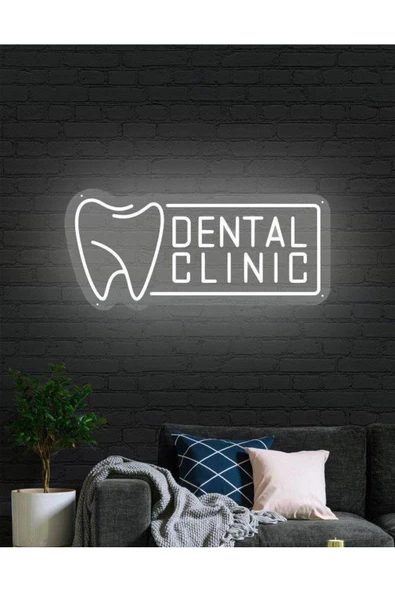 DENTAL CLINIC Yazılı Diş Figürlü Neon Tabela ürün görseli 1