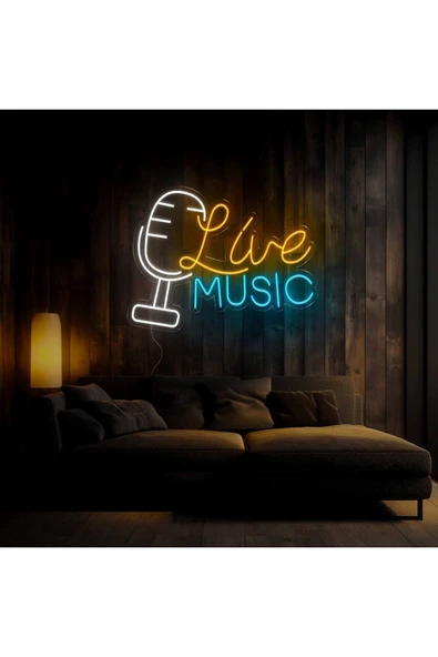 Live MUSIC Yazılı ve Şekilli Neon Tabela ürün görseli 1