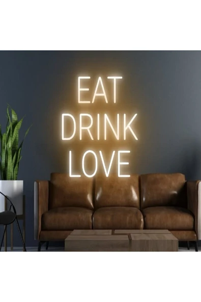 EAT DRINK LOVE Yazılı Neon Tabela ürün görseli 1