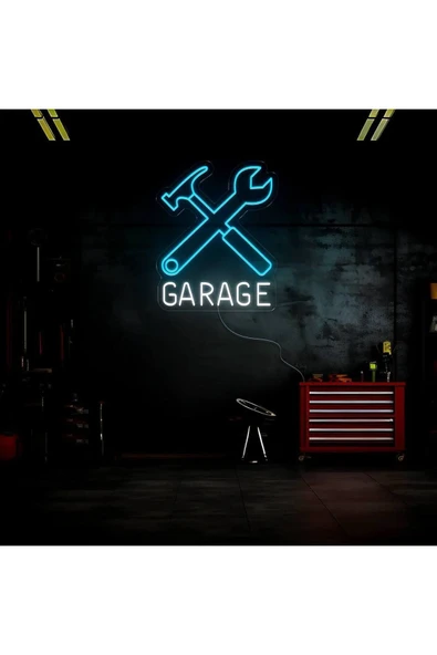 GARAGE Yazılı ve Şekilli Neon Tabela - Resim 2