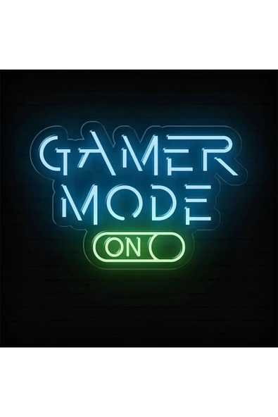 GAMER MODE ON Yazılı ve Şekilli Neon Tabela ürün görseli 1
