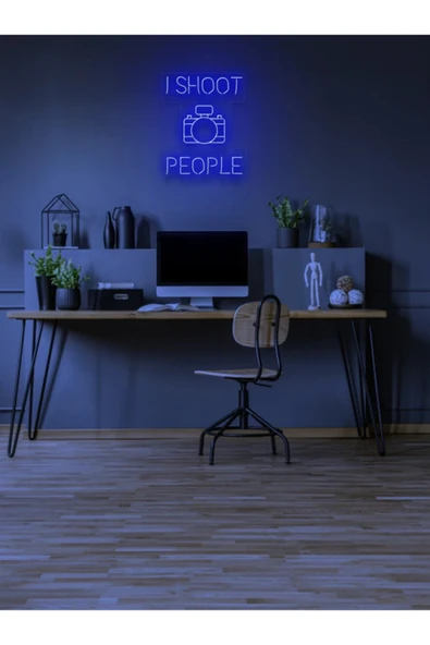 I SHOOT PEOPLE Yazılı ve Şekilli Neon Tabela ürün görseli 1