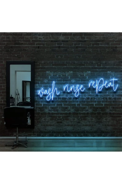 Wash Ringe Repeat Yazılı Neon Tabela ürün görseli 1