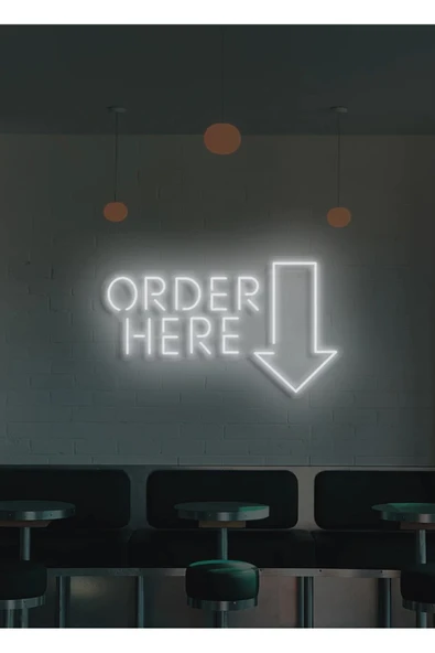 ORDER HERE Yazılı ve Şekilli Neon Tabela ürün görseli 1