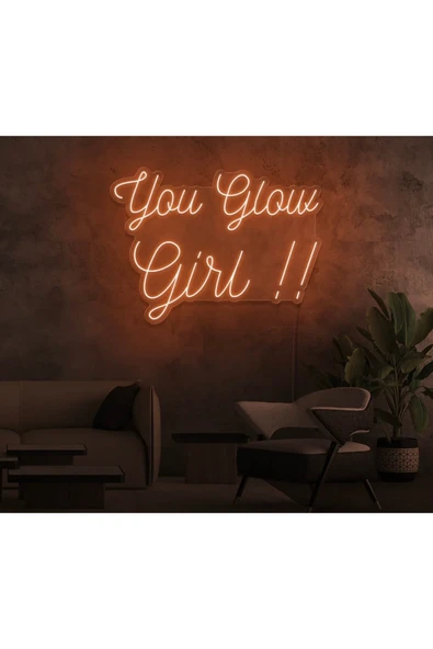 You Glow Girl!! Yazılı Neon Tabela ürün görseli 1