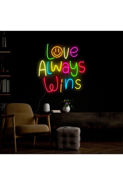 Love Always Wins Yazılı Neon Tabela ürün görseli 1
