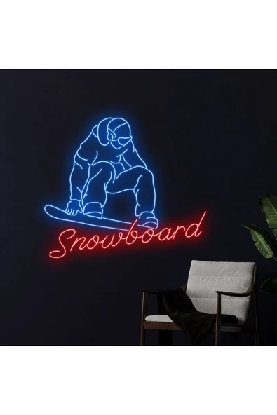 Snowboard Yazılı ve Şekilli Neon Tabela ürün görseli 1