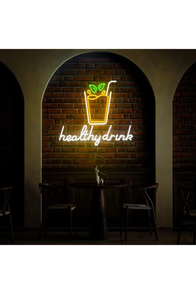healthy drink Yazılı ve Şekilli Neon Tabela ürün görseli 1