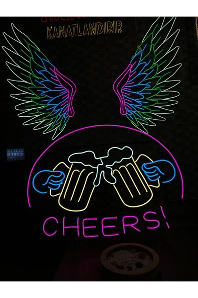 CHEERS! Yazılı ve Şekilli Neon Tabela - Resim 2