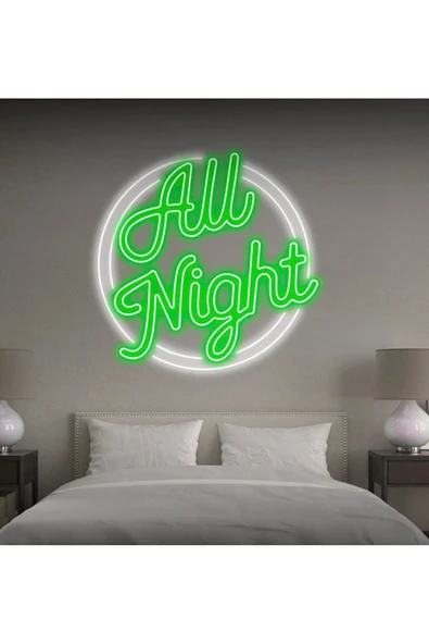 All Night Yazılı Neon Tabela ürün görseli 1