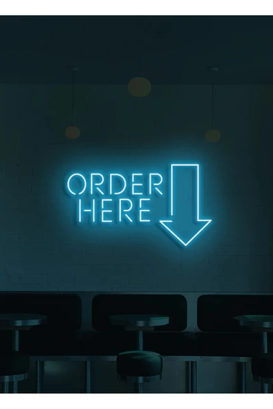 ORDER HERE Yazılı ve Şekilli Neon Tabela ürün görseli 1