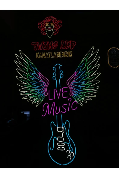 LIVE Music Yazılı ve Şekilli Neon Tabela ürün görseli 1