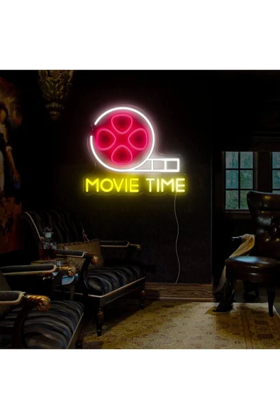 MOVIE TIME Yazılı ve Şekilli Neon Tabela ürün görseli 1