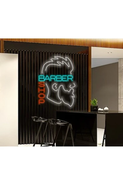 BARBER SHOP Yazılı ve Şekilli Neon Tabela ürün görseli 1