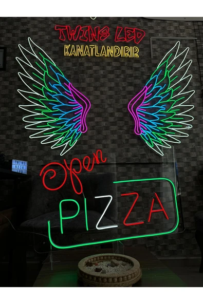 Open PIZZA Yazılı ve Şekilli Neon Tabela - Resim 2