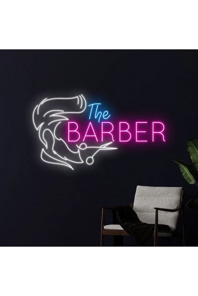 The BARBER Yazılı ve Şekilli Neon Tabela ürün görseli 1
