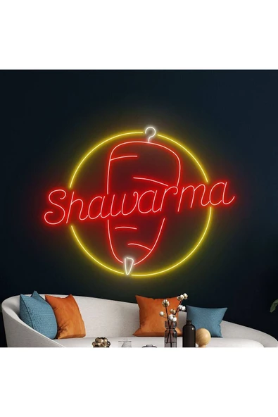 Shawarma Yazılı ve Şekilli Yazılı Neon Tabela ürün görseli 1