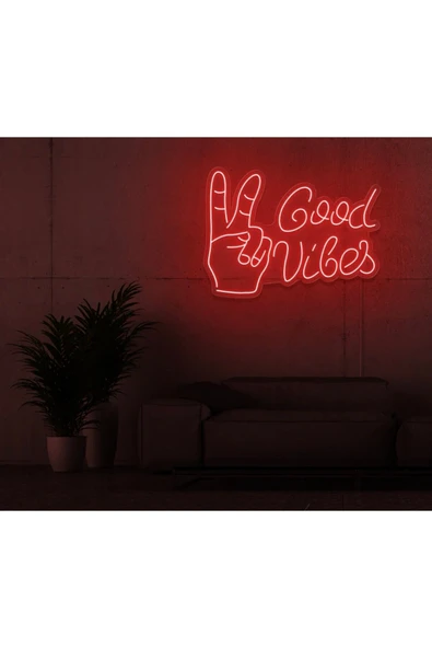 Good Vibes Yazılı ve Şekilli Neon Tabela ürün görseli 1