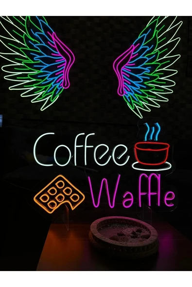 Coffee Waffle Yazılı ve Şekilli Neon Tabela - Resim 2