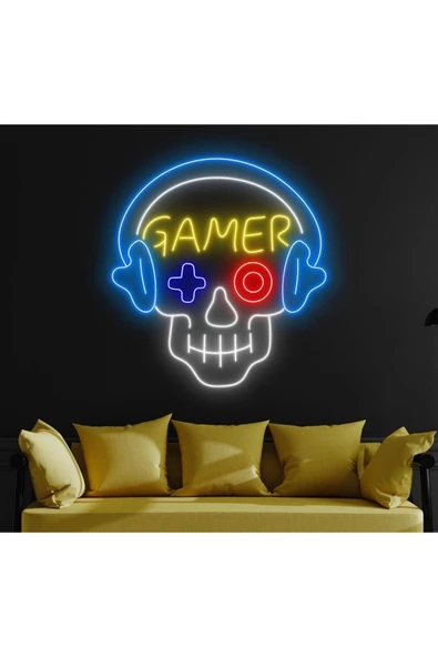 GAMER Yazılı ve Şekilli Neon Tabela ürün görseli 1