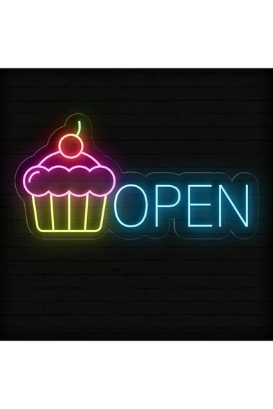 OPEN Yazılı ve Şekilli Neon Tabela ürün görseli 1