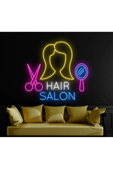 HAIR SALON Yazılı ve Şekilli Neon Tabela ürün görseli 1