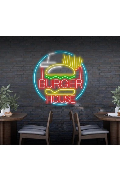 BURGER HOUSE Yazılı ve Şekilli Neon Tabela ürün görseli 1