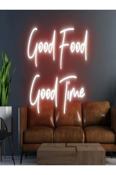 Good Food Good Time Yazılı Neon Tabela ürün görseli 1