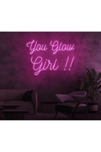 You Glow Girl!! Yazılı Neon Tabela ürün görseli 1