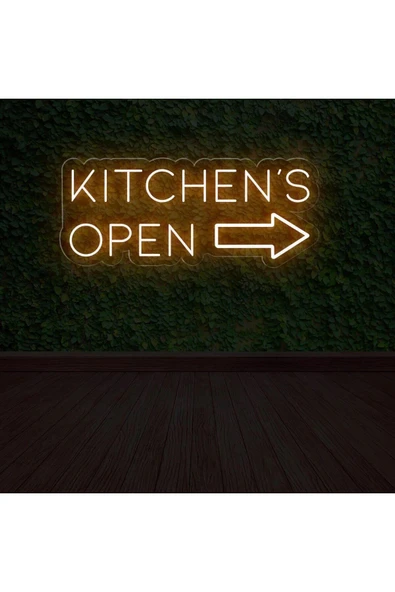 KITCHEN'S OPEN Yazılı ve Şekilli Neon Tabela ürün görseli 1
