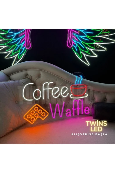 Coffee Waffle Yazılı ve Şekilli Neon Tabela ürün görseli 1